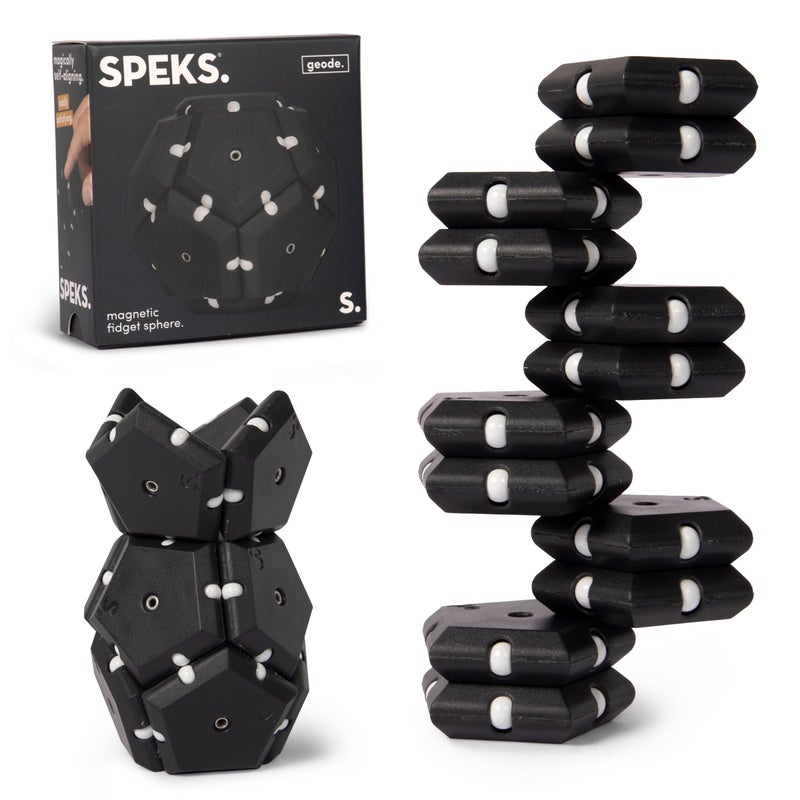 Speks Geode Pentagons Magnetic Fidget Toy for Adults & Teens 14+ | Sensory Gadget for Stress Relief, Office Desk Toy Present, Christmas Gift, Holiday Stocking Stuffer | Snake Eyes, 12-Piece Set - Image 1