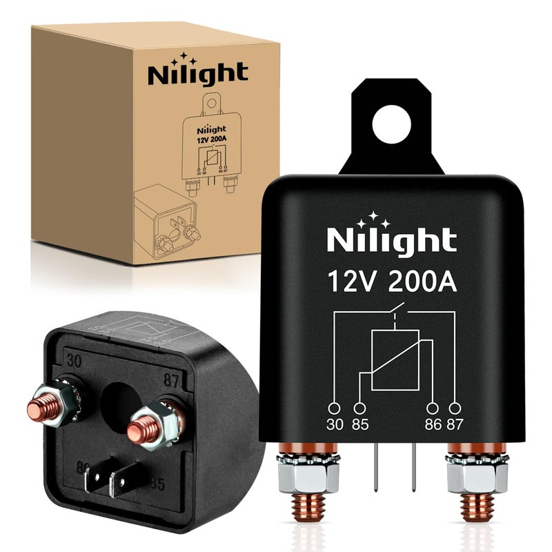 Nilight 200A Starter Relay 4 Pin Split Switch 12V Continuous Heavy Duty SPST High Current Terminal Car On Off Control for Automotive Truck RV Camper - Image 2