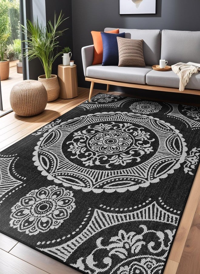 LuuL Home Locket Outdoor Mat 5x7 Washable Outer Mat for Indoor Patio Porch Waterproof Easy Cleaning Anti-Shed Mats Black 5x7 - Image 4
