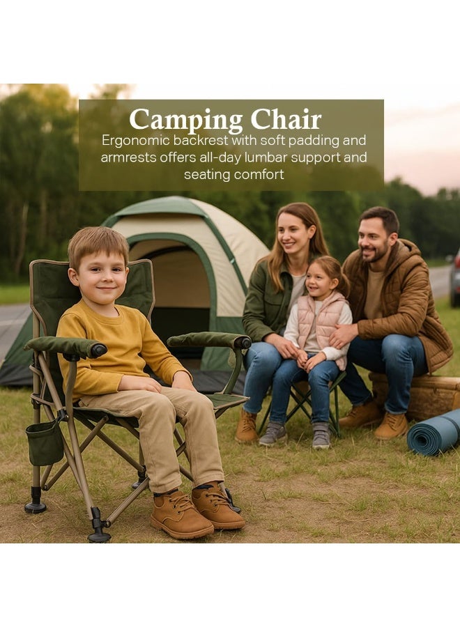 مالتي هوم فيرنيتشر كرسي تخييم قابل للطي من Multi Home Furniture - كرسي خارجي محمول مع حامل أكواب وجيوب جانبية - كرسي شاطئ قابل للطي مع مساند ذراع مبطنة ومسند ظهر مائل - مثالي للنزهات والرحلات والحديقة. - Image 4