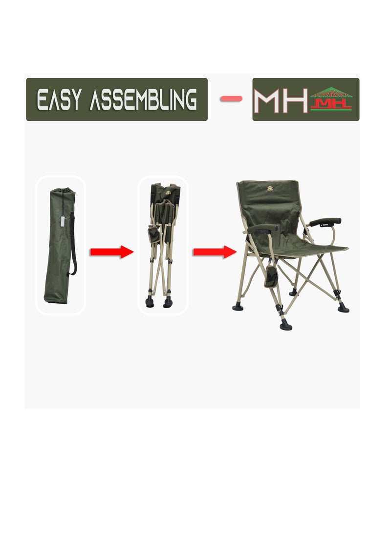 Multi Home Furniture - Camping Foldable Chair by Multi Home with One Pocket drink etc. Base is in steel with Modern Design with bag Packing easily moveable any where light in Weight C104S(GREEN) - Image 1