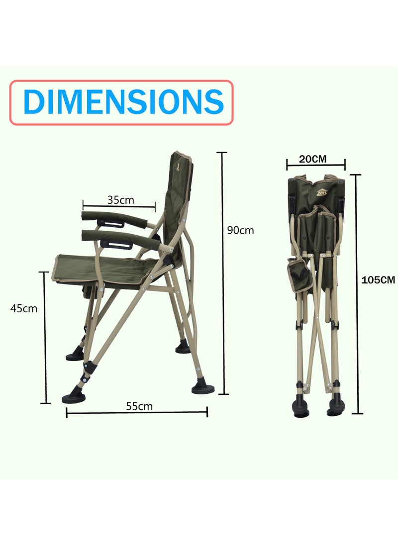 Multi Home Furniture - Camping Foldable Chair by Multi Home with One Pocket drink etc. Base is in steel with Modern Design with bag Packing easily moveable any where light in Weight C104S(GREEN) - Image 1