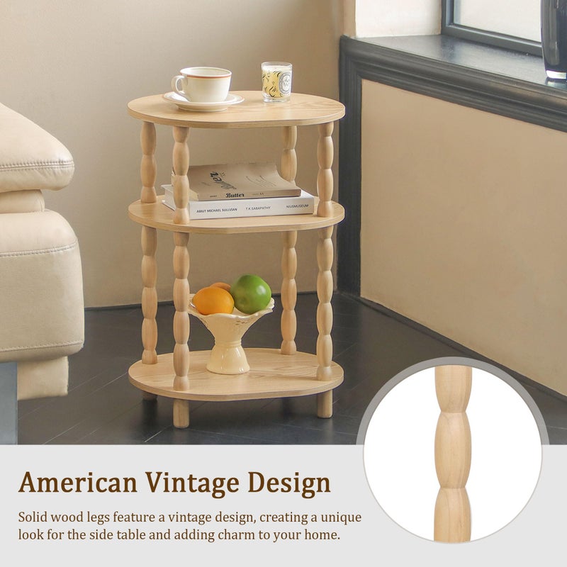 MaxSmeo End Table with Charging Station, Small Oval Side Table for Small Spaces, Modern Accent Table Night Stand with Charging Station for Living Room, Bedroom, Natural - Image 5
