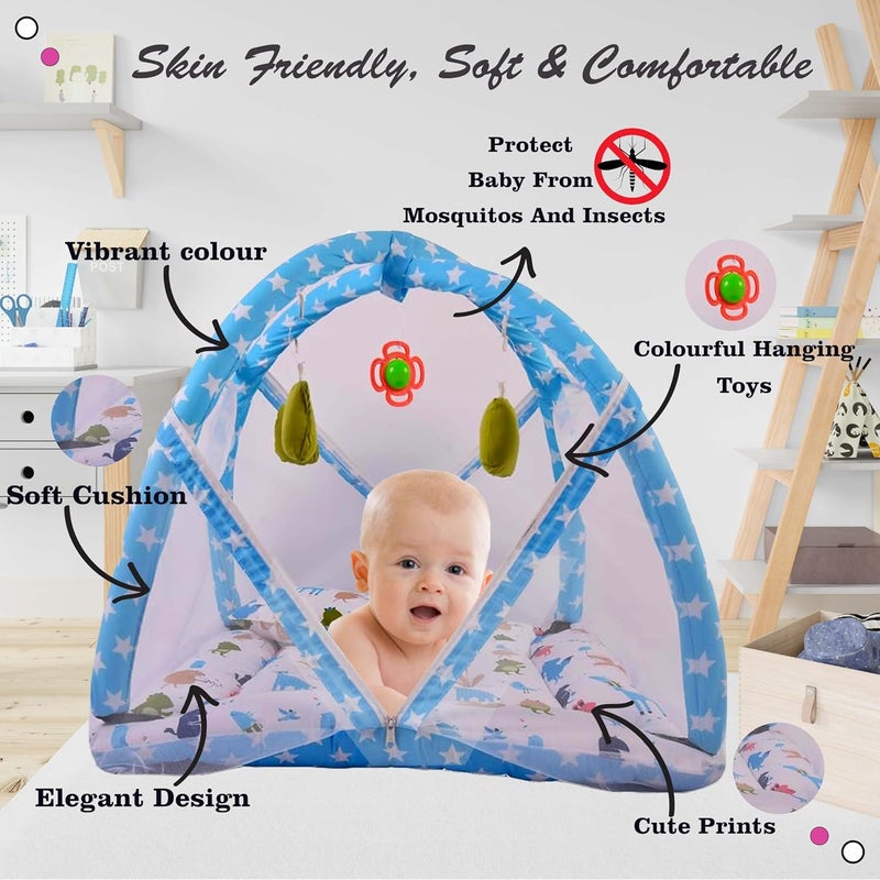 Kwitchy New Born Baby Bedding Set Combo of Play Gym Bed with Net Carry Bag Blue 06 Months 2PCS Set - Image 3