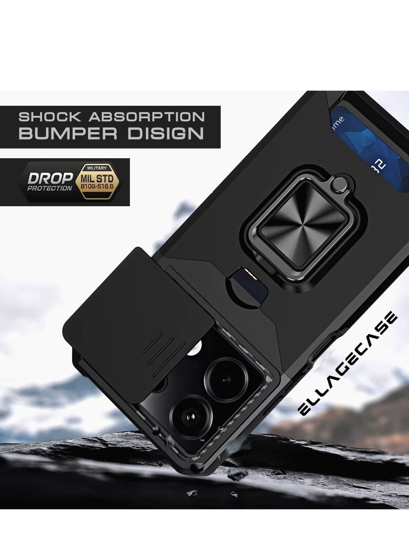 ELLAGECASE Impact-Resistant Case with Card Slot, Stand & Solid Camera Protection for Xiaomi Redmi Note 13 5G – Includes Hidden Metal Plate - Image 5