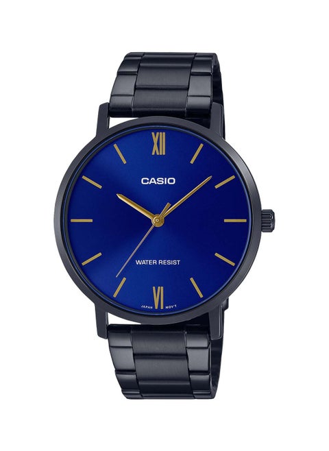 Analog Round Waterproof Wrist Watch With Stainless Steel MTP-VT01B-2BUDF