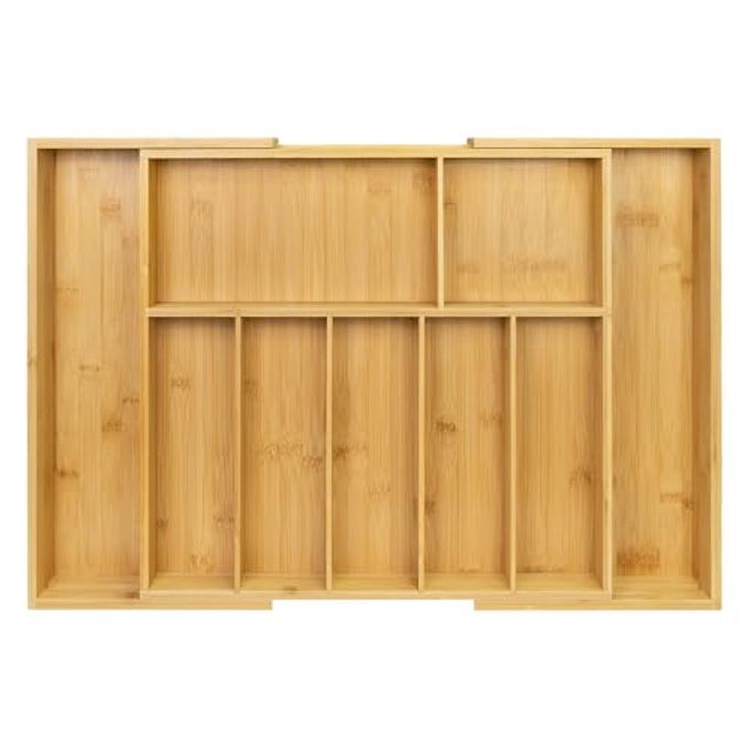 Utoplike Extra Large Kitchen Drawer Organizer, Expandable Bamboo Drawer Holder for Utensils, Silverware, Flatware, 7-9 Slots Cutlery Tray