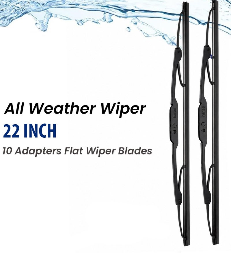 HANSA 22 Inch (560mm) Universal Car Windshield Wiper Blade Pair, Professional Grade Natural Rubber Wiper Blades, Streak Free Windshield Cleaning, All Season Rain Wiper, Metal Frame, Silent Wiping, Clear Visibility, Durable Replacement Blade for Cars, SUVs, Sedans, Purpose: Windshield Cleaning & Safe Driving Erpc WP 10046 . - Image 5
