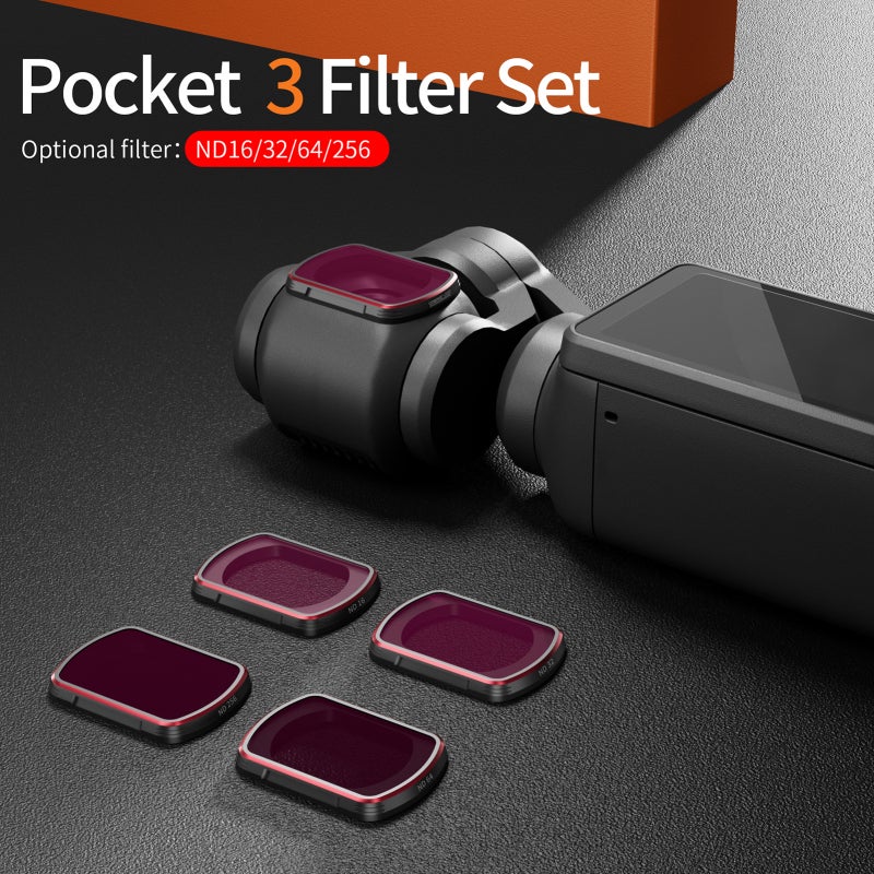 STARTRC 4-Pack Set Lens Filter Kit ND16/ND64/256/32 Aluminum Frame AGC Optical Glass Waterproof Scratch-resistant Anti-reflective with Multi Layer Coatings Compatible with DJI Pocket 3 - Image 2