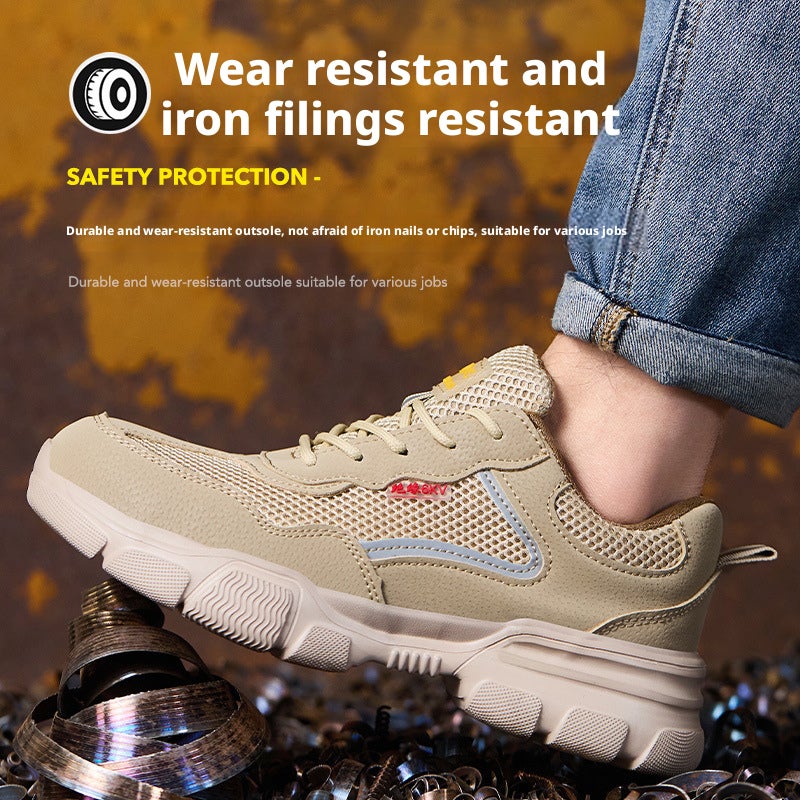 Safety Shoes Men Summer Breathable Anti-smash Anti-puncture Plastic Toe Cap Insulated Lightweight Work Shoes - Image 4