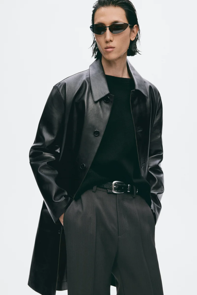 H&M  Long leather coat for Men | Best Price UAE