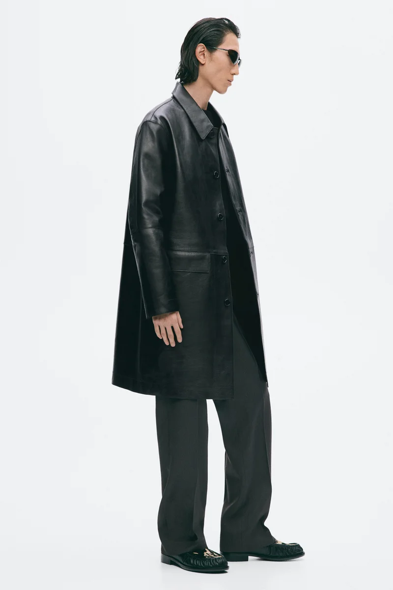 H&M  Long leather coat for Men | Best Price UAE