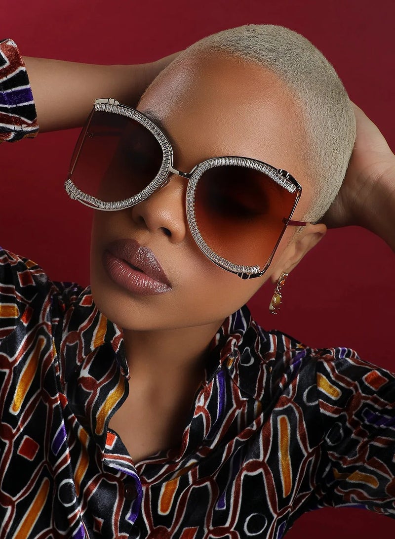 PRASHA Brown Oversized Sunglasses