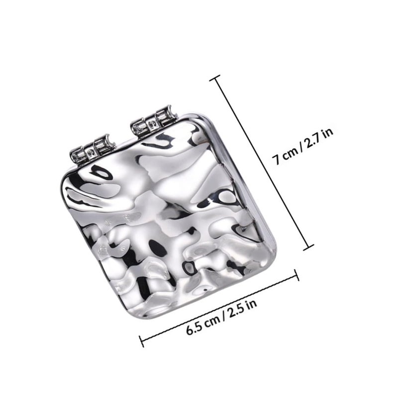 Double Sided Silver Electroplated Compact Pocket Makeup Mirror Portable Foldable Handheld - Image 3