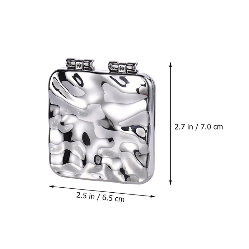 Double Sided Silver Electroplated Compact Pocket Makeup Mirror Portable Foldable Handheld - Image 5