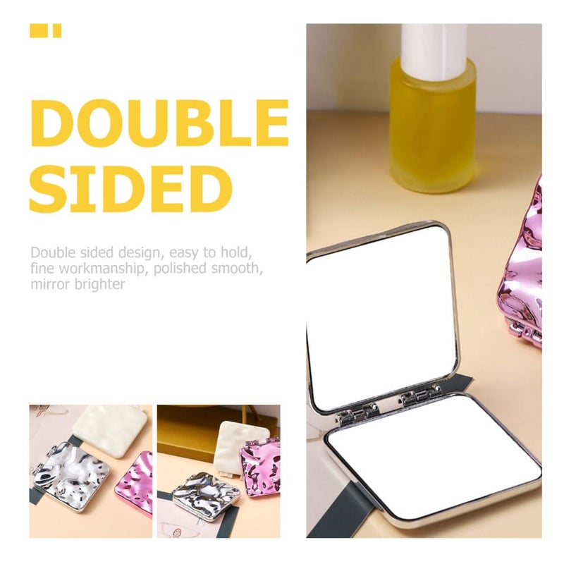 Double Sided Silver Electroplated Compact Pocket Makeup Mirror Portable Foldable Handheld - Image 4