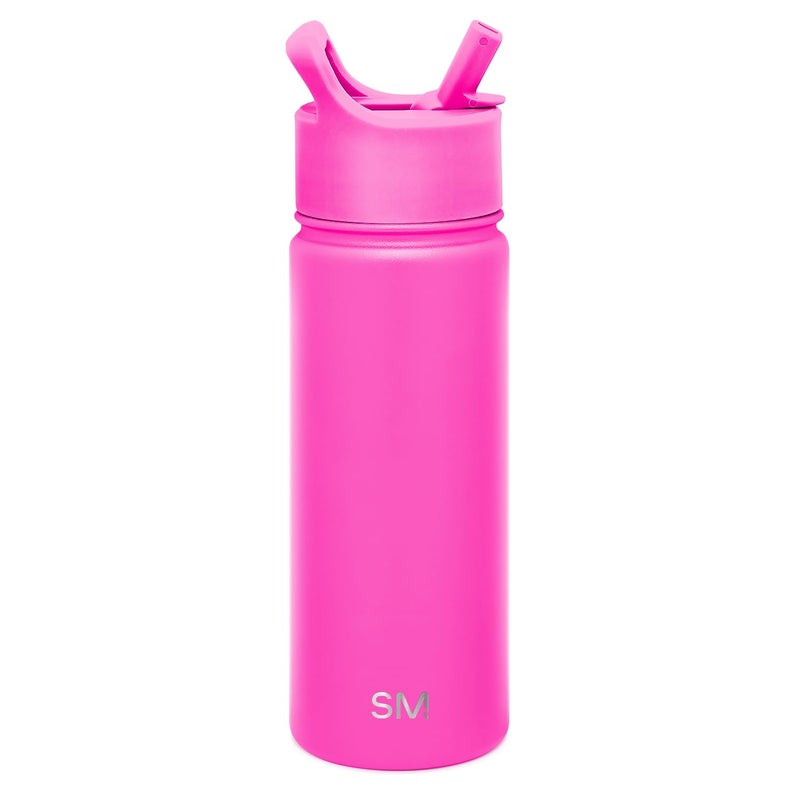 Simple Modern Kids Water Bottle with Straw Lid Vacuum Insulated Stainless Steel Metal Thermos Bottles | Reusable Leak Proof BPA-Free Flask for School | Summit Collection | 18oz, Raspberry Vibes - Image 1