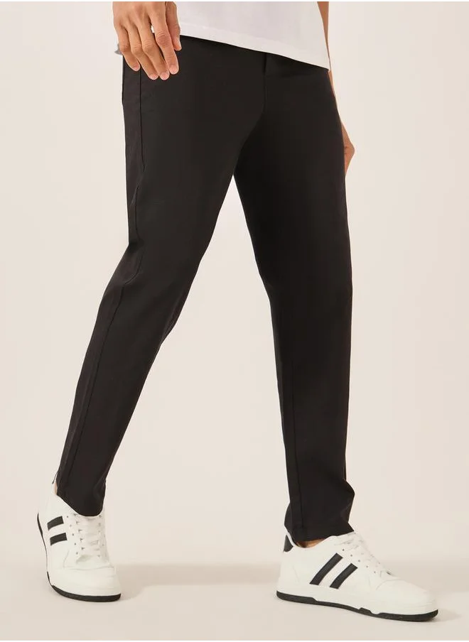 Styli Solid Mid Rise Slim Fit Cotton Chinos