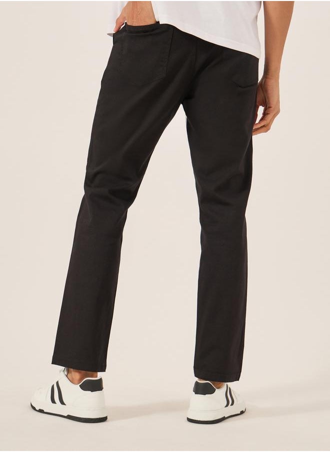 Styli Solid Mid Rise Slim Fit Cotton Chinos  - Image 4