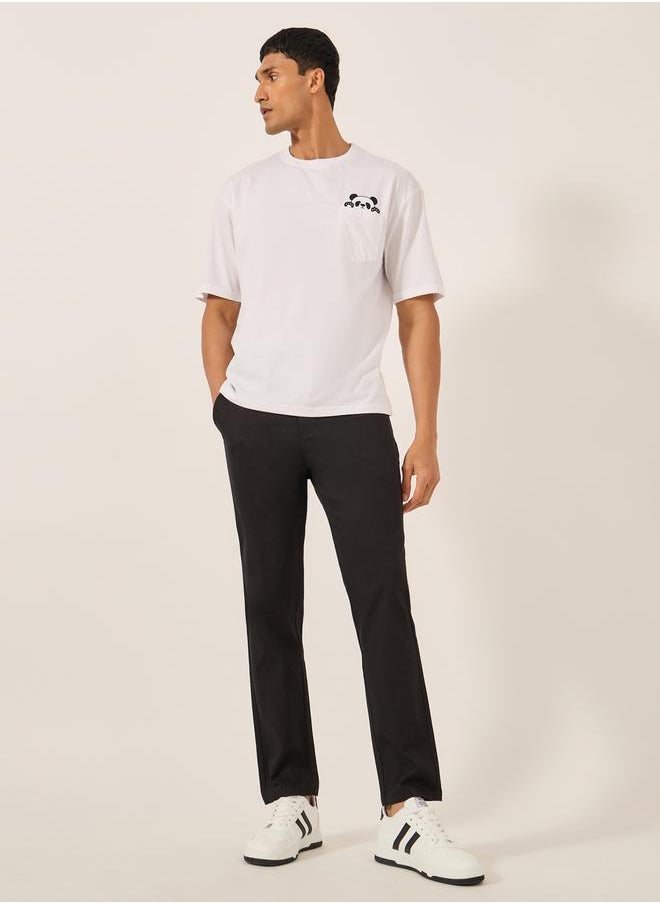 Styli Solid Mid Rise Slim Fit Cotton Chinos  - Image 2