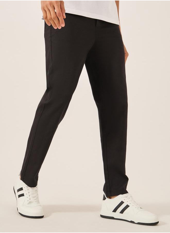 Styli Solid Mid Rise Slim Fit Cotton Chinos  - Image 1