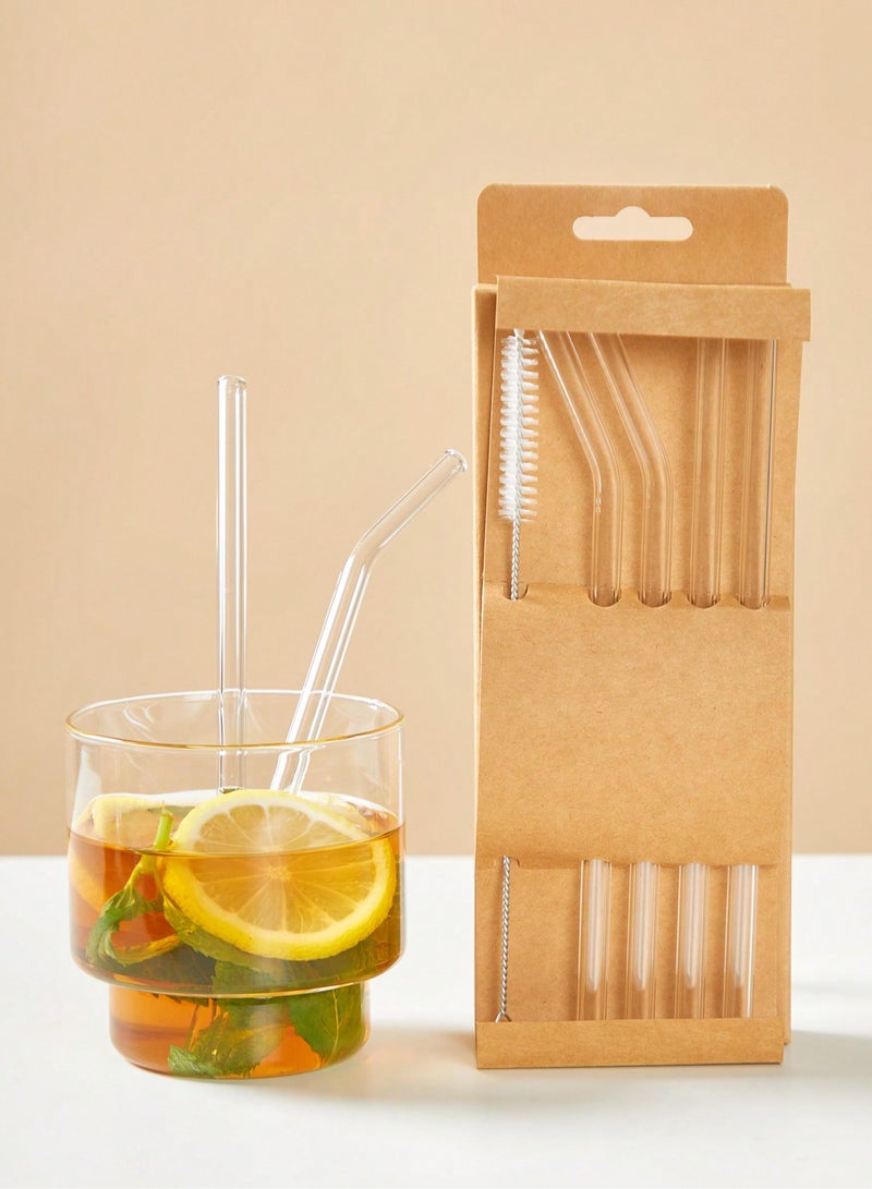 Set of 4/8 Reusable High Borosilicate Glass Straws – Heat-Resistant, Transparent, BPA-Free, Perfect for Smoothies, Juice & Tea, Dishwasher Safe, Ideal for Daily Use & Festive Celebrations.  - Image 1