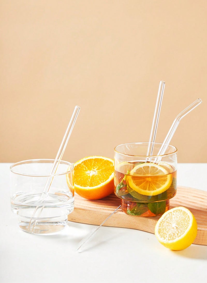 Set of 4/8 Reusable High Borosilicate Glass Straws – Heat-Resistant, Transparent, BPA-Free, Perfect for Smoothies, Juice & Tea, Dishwasher Safe, Ideal for Daily Use & Festive Celebrations.  - Image 2