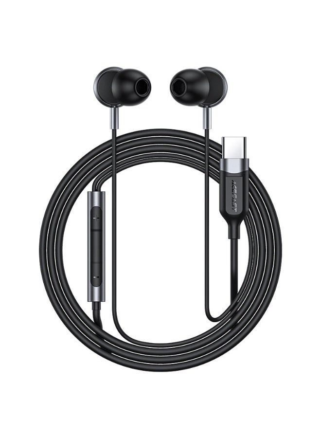 ACEFAST USB-C In Ear Wired Earphones with mic L6, 1.2m Cable Length, Ergonomic in-ear Design, All-in-one Remote Control, HD microphone - Black - Image 1