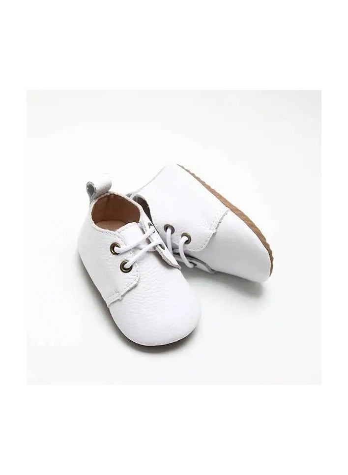 Rawda's Handmade Leather Baby Shoes - White - Premium Comfort and Safety for Tiny Feet