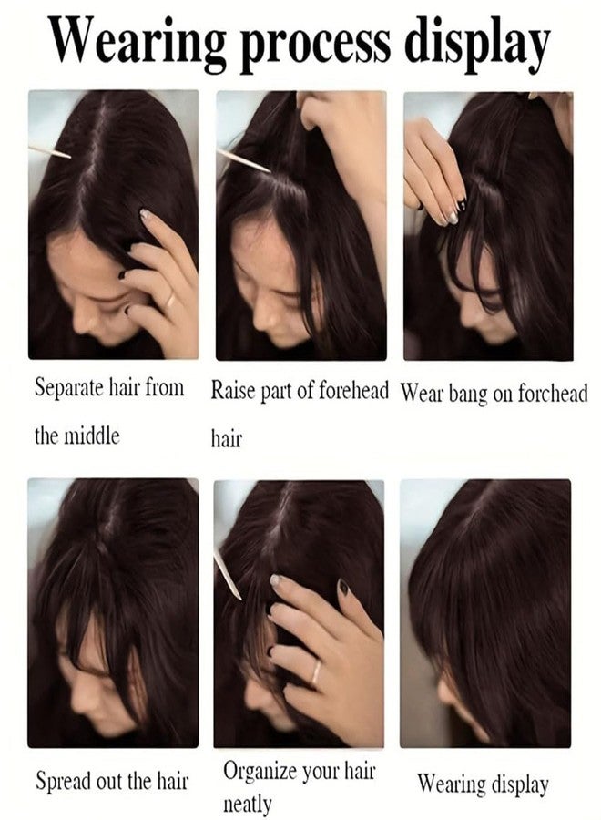 TARINI 1 Pair Hair Extensions for Women Brown, Clip-In Bangs Hair Extensions for Women, Brown Black Hairs Patch for Womens - Image 5