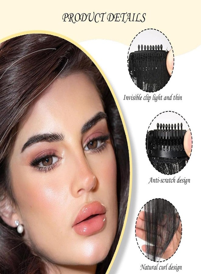 TARINI 1 Pair Hair Extensions for Women Brown, Clip-In Bangs Hair Extensions for Women, Brown Black Hairs Patch for Womens - Image 3
