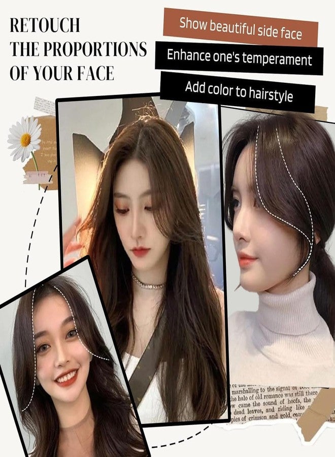 TARINI 1 Pair Hair Extensions for Women Brown, Clip-In Bangs Hair Extensions for Women, Brown Black Hairs Patch for Womens - Image 4