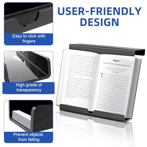Qsxou Treadmill Tablet Holder, Exercise Bike Reading Stand, Acrylic Book Holder, Black Acrylic Stand for Tablet, Magazines and Books（8.5 x 9.5 x 2.8 Inches） - Image 4