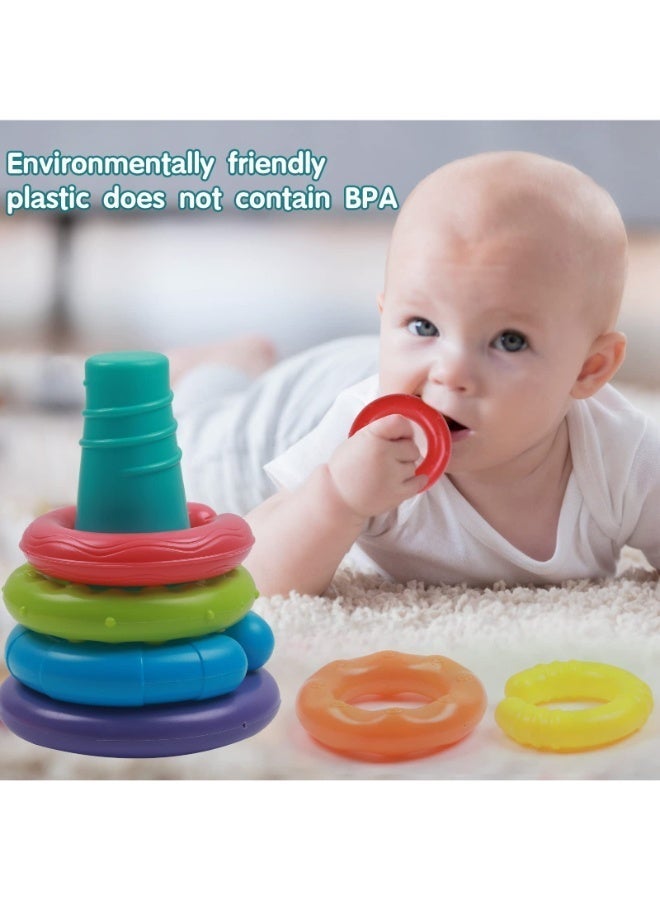 TOY GARDEN 7 Pcs Rainbow Stacking Rings Soft Baby Toys – Montessori Sensory Educational Toy for Infants, Toddlers 6-18 Months, 1 Year Old Boys & Girls - Image 5