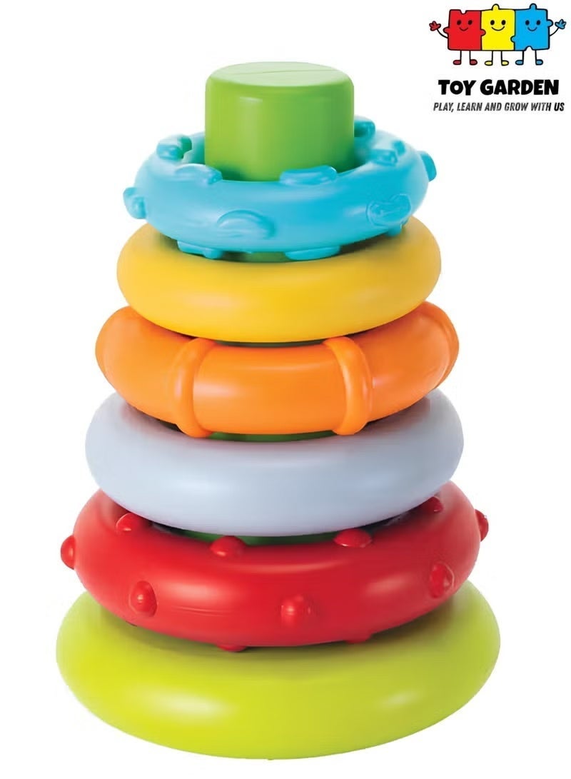 TOY GARDEN 7 Pcs Rainbow Stacking Rings Soft Baby Toys – Montessori Sensory Educational Toy for Infants, Toddlers 6-18 Months, 1 Year Old Boys & Girls - Image 3