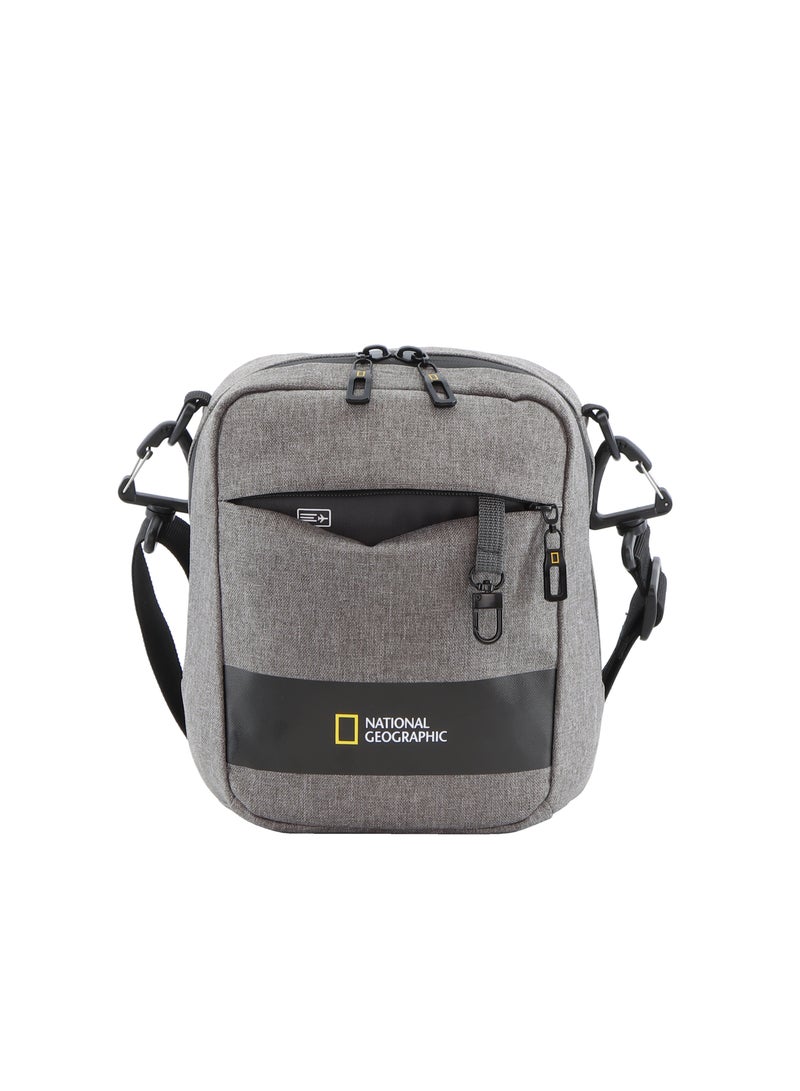 National Geographic Shadow RPET Utility Bag Grey, Durable Water Resistant RFID Pocket, Multi Pocket Casual Shoulder Bag/Crossbody Bag For Office Work School University Travel