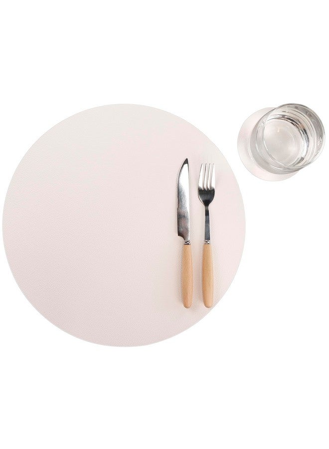Jovono Wipeable Placemats and Coasters Leather Table Mats Waterproof Heat-Resistant Easy to Clean for Dining Table Set Kitchen Table Set of 6, White - Image 1