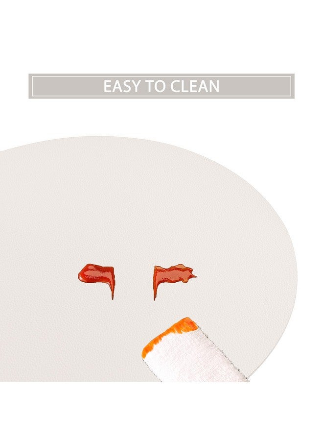 Jovono Wipeable Placemats and Coasters Leather Table Mats Waterproof Heat-Resistant Easy to Clean for Dining Table Set Kitchen Table Set of 6, White - Image 2