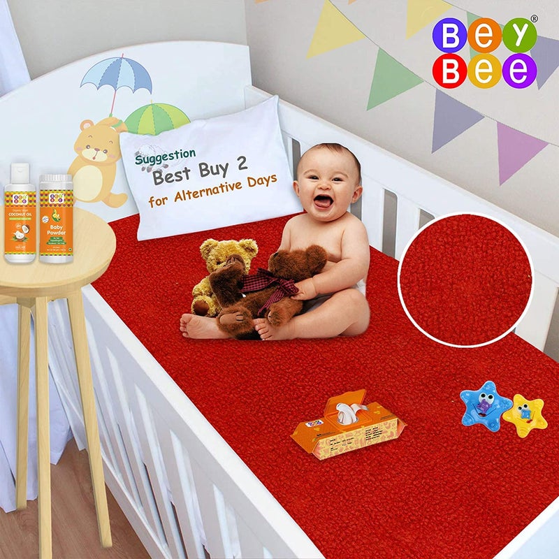 A CUBE LUXURY SOLUTIONS Waterproof Baby Bed Protector Dry Sheet for Newborn Babies Baby Water Resistant Small Size Dry Sheet 50X70CM Red - Image 2