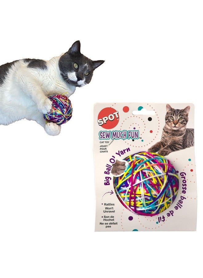 SPOT Sew Much Fun- Cat Toy Yarn Ball, Foam Ball Wrapped in Colorful String, Won't Unravel, Fun Toy for Cats and Kittens of All Ages, Rattle Inside- 3.5in Yarn Balls - Image 1