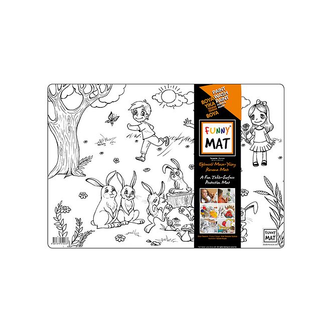Funny Mat - Bunnies Colorable & Reusable Silicone Table Mat for Kids 3+, Dimensions 48x33.5x2cm, Heat Resistant, BPA Free - Image 1