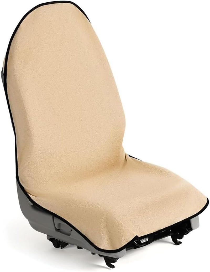 Aputue Waterproof Sweat Towel Car Seat Cover, Sweat Car seat Protector for Cars, Towel Waterproof Car Seat Cover Beige Gym Workout, Universal Fit Anti Slip Bucket Seat Protector for Swimming (Beige) - Image 1