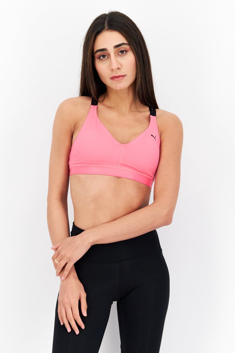PUMA Women Low Impact Elite Strappy Sports Bra, Pink - Image 1