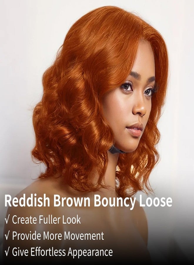 Tinashe Glueless Wigs Human Hair Pre Plucked Pre Cut Reddish Brown Loose Body Wave Short Wig 6×5 Lace Pre-Bleached Knots HD Lace Front Wigs Human Hair for Black Women (#33 Reddish Brown - 12 inch) - Image 2