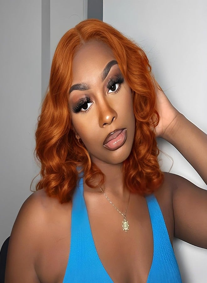 Tinashe Glueless Wigs Human Hair Pre Plucked Pre Cut Reddish Brown Loose Body Wave Short Wig 6×5 Lace Pre-Bleached Knots HD Lace Front Wigs Human Hair for Black Women (#33 Reddish Brown - 12 inch) - Image 1
