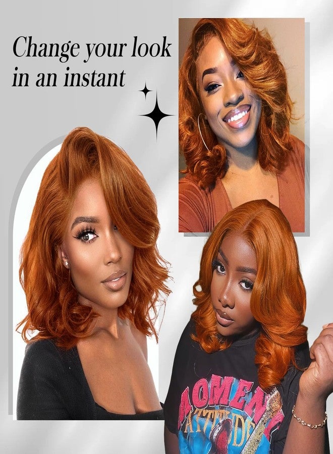 Tinashe Glueless Wigs Human Hair Pre Plucked Pre Cut Reddish Brown Loose Body Wave Short Wig 6×5 Lace Pre-Bleached Knots HD Lace Front Wigs Human Hair for Black Women (#33 Reddish Brown - 12 inch) - Image 5