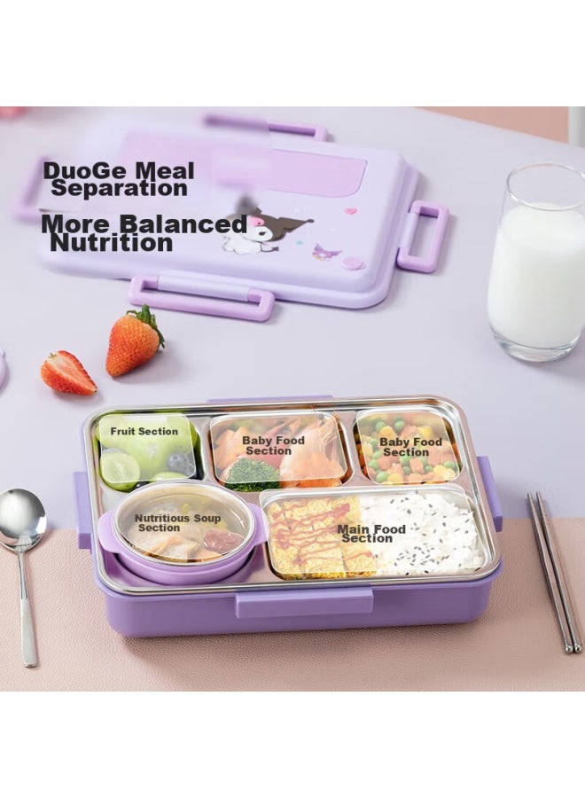 Tafuco Student Lunch Tray, 316l Stainless Steel Compartmentalized Large Capacity Meal Box, Portable Bento Box For Office Workers, T5353 - Image 2