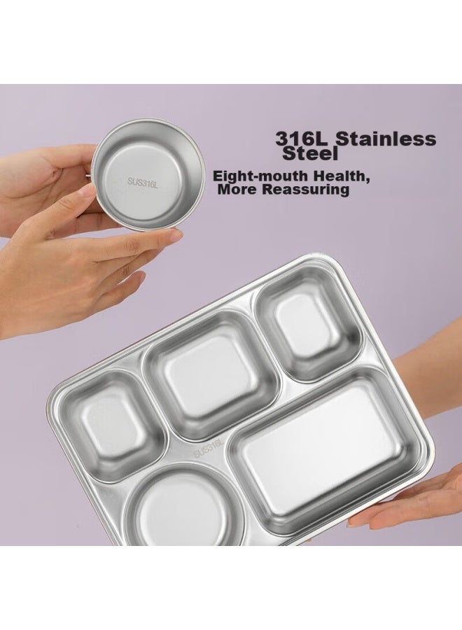 Tafuco Student Lunch Tray, 316l Stainless Steel Compartmentalized Large Capacity Meal Box, Portable Bento Box For Office Workers, T5353 - Image 3
