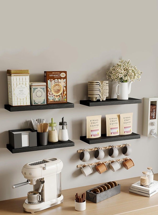 CozyNest 4Pcs Black Floating Wall Shelves,Large & Deep Sturdy Wall-Mounted Storage Rack for Bedroom, Bathroom, Laundry, Kitchen, Living Room & Closet Decor - Image 2