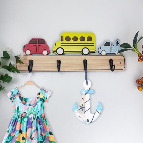 Midrean Wood Decorative Kids Wall Hooks for Hanging Giraffe Elephant Safari Nursery Decor for Clothes Hats Robes car - Image 3